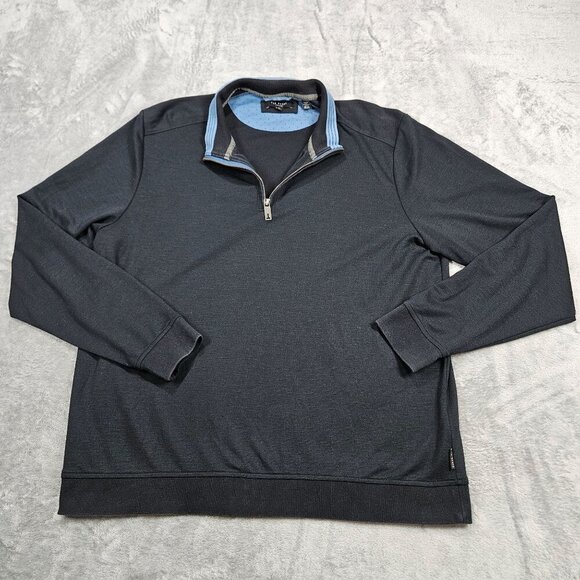 Ted Baker Top Mens 6 XXL Black Caravan 1/4 Zip Slim Fit Lightweight Golf Sweater - Picture 2 of 11